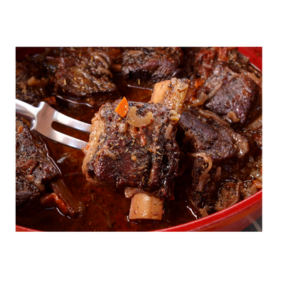 Evridge Farms dry aged short ribs braised in wine