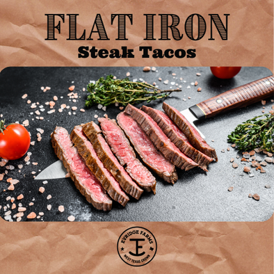 Evridge Farms Flat Iron Steak sliced for tacos